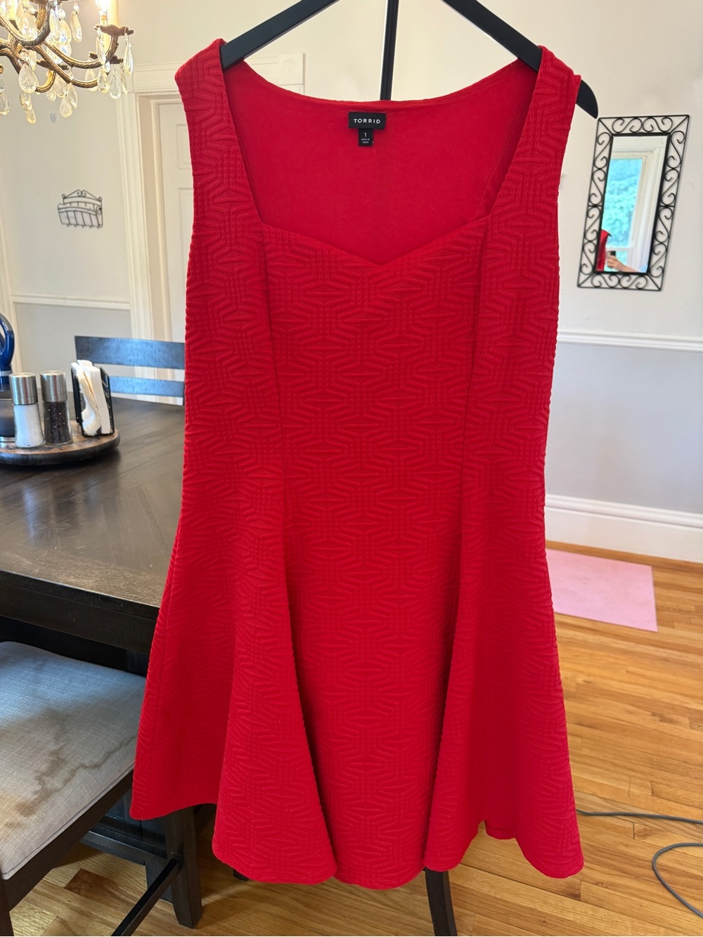 ❤️ Lady in Red! Torrid Textured Geometric Fit & Flare Dress 💃